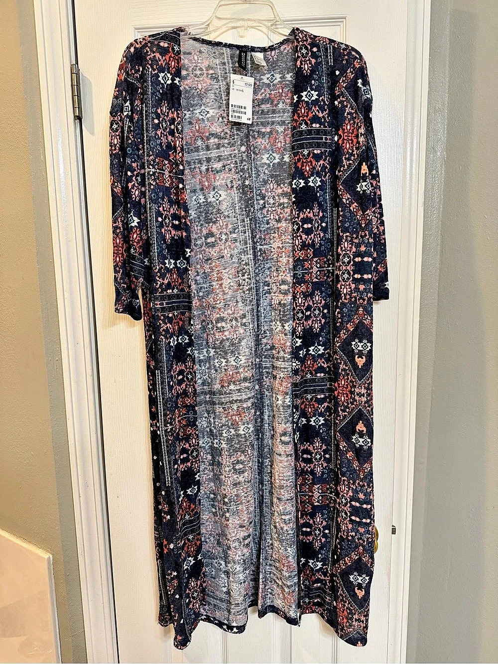 H&M Geometric duster in Blue & Red Size Large NWT